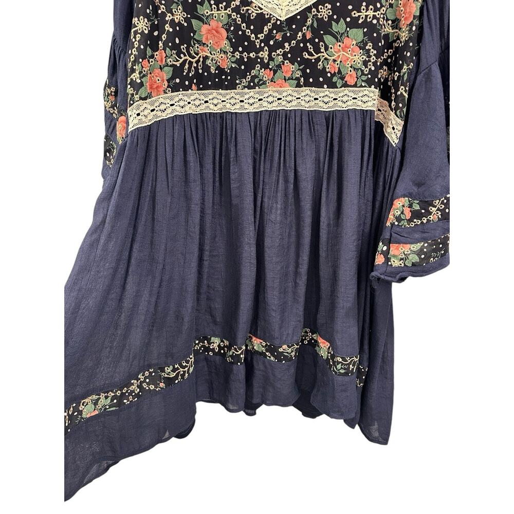 UMGEE Boho Bliss Floral Womens M Embroidered Waterfall Bell Sleeve Tunic Dress - Picture 9 of 12